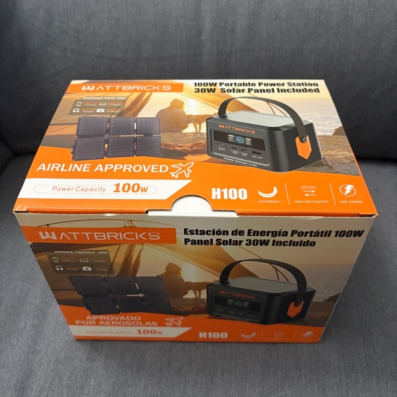 Black Portable Power Station with Solar Panel - Picture 3 of 3